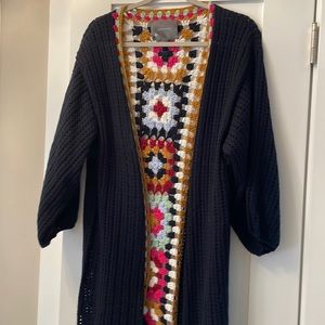 Anthropology long open front cardigan. One size. Navy